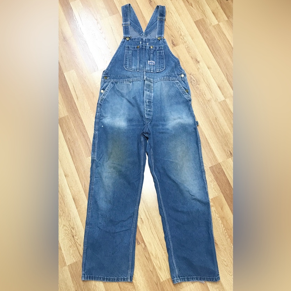 BIG SMITH Mens Distressed Denim Bib Overalls Chore‎ Farm Carpenter Size 39